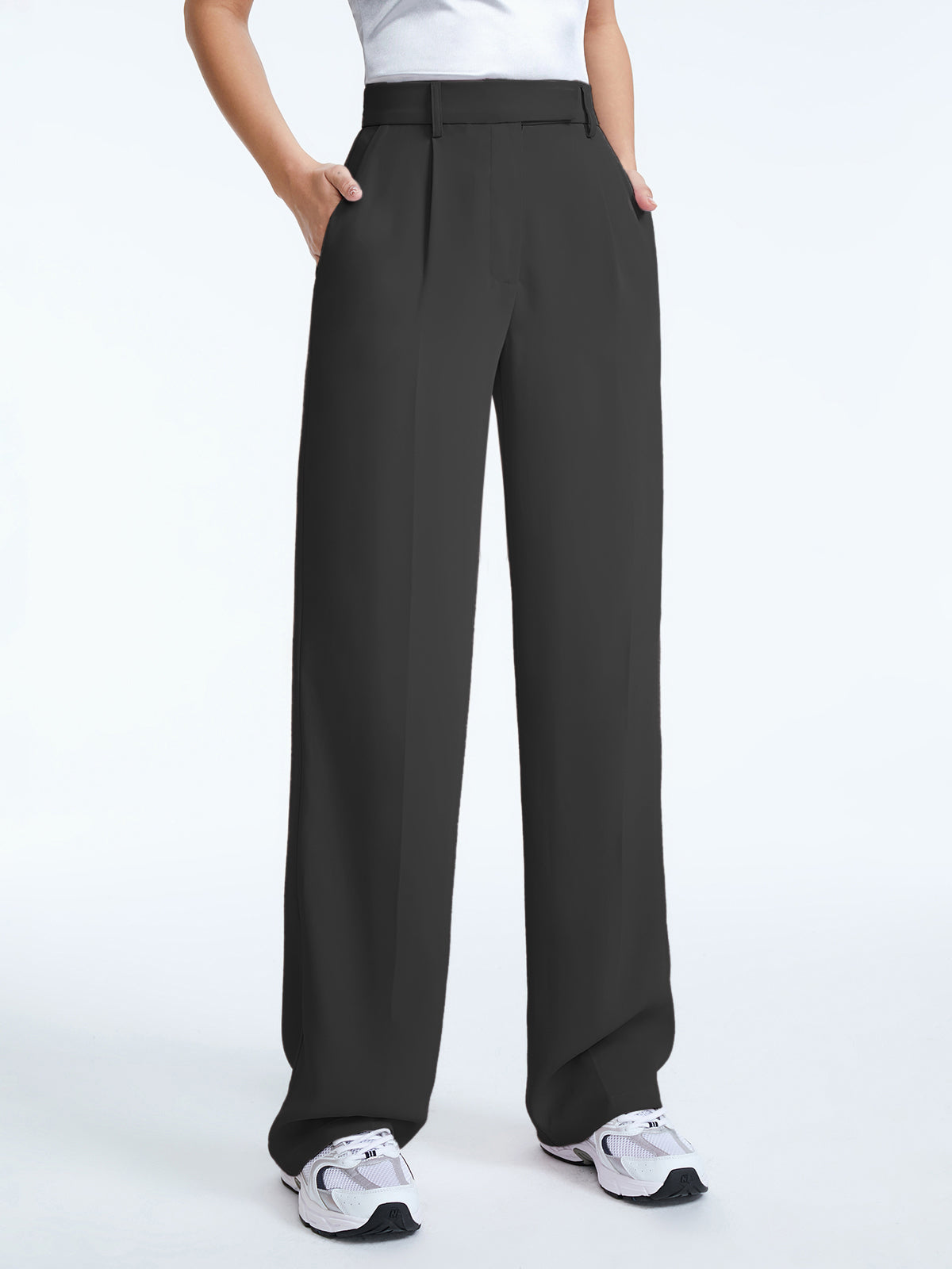 Thecomense - High Waisted Straight Leg Pleat Front Trousers