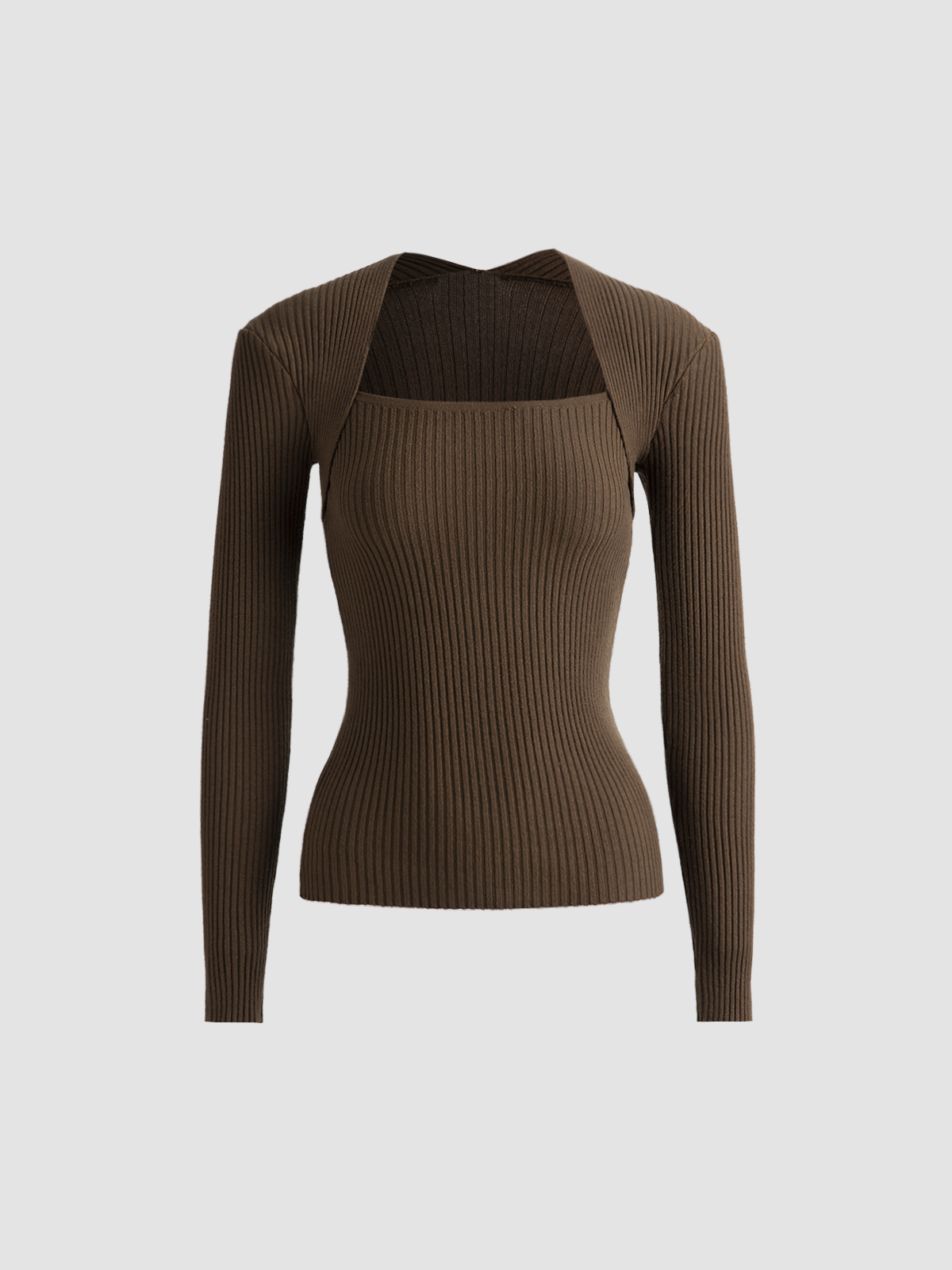 Thecomense - Bronzework Knitted Ribbed Pullover Sweater