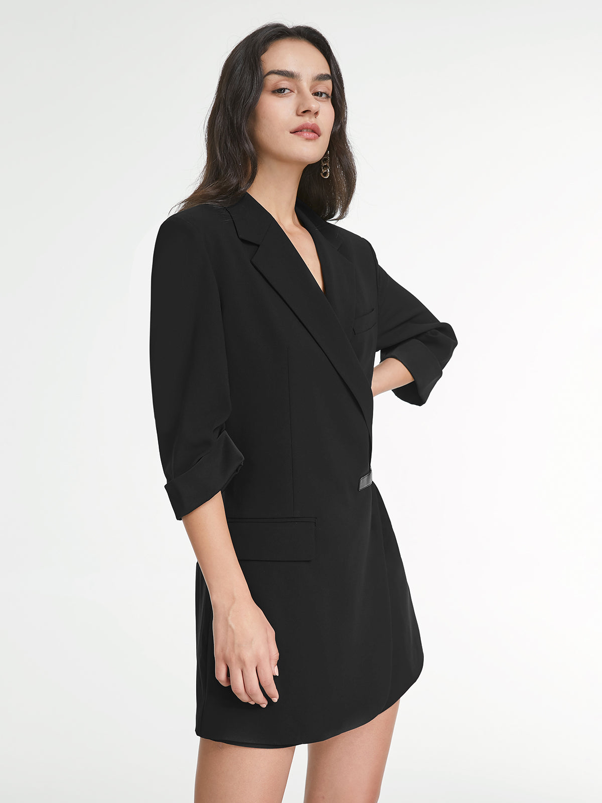 Thecomense - Belt Wrap Long Blazer Romper