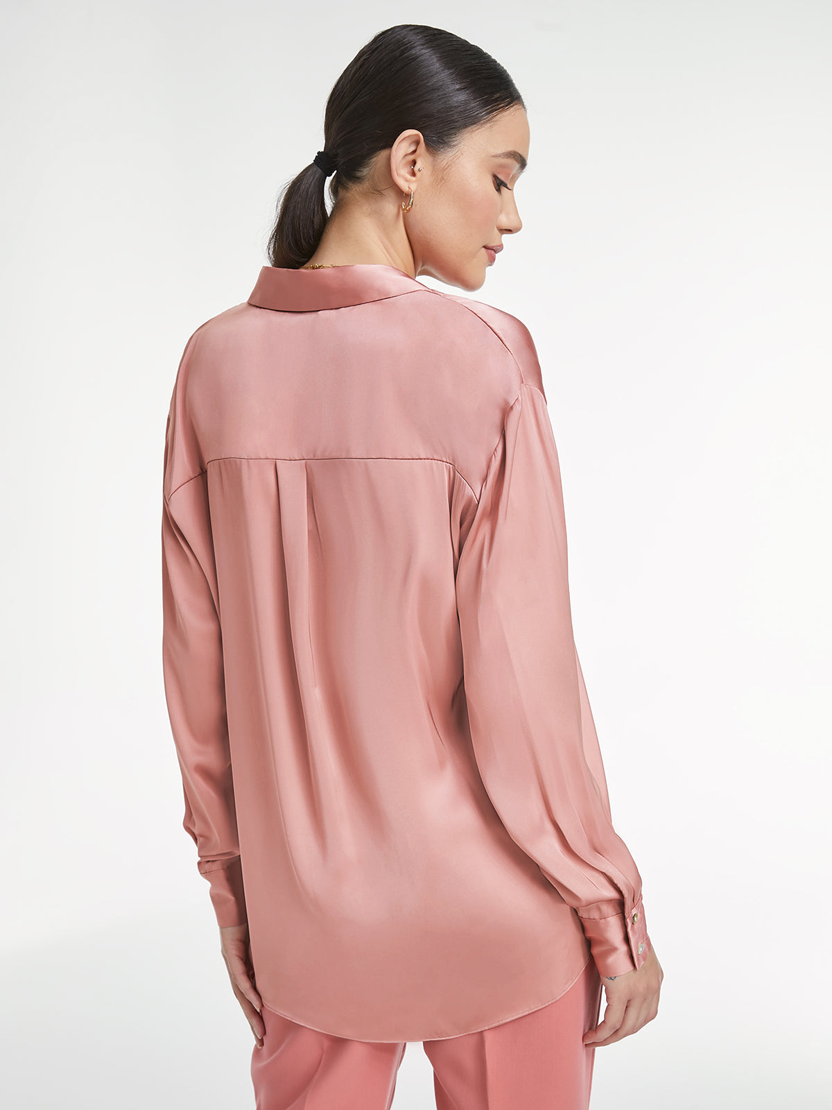 Thecomense - Satin Button Up Dress Shirt