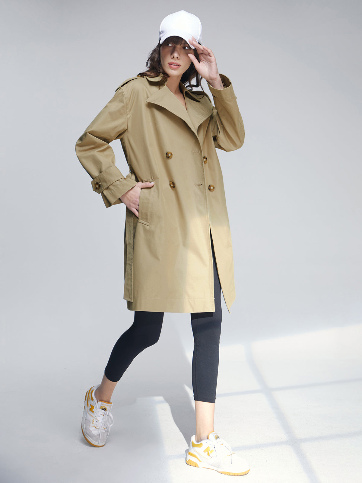 Thecomense - Mid Length Double Breasted Lightweight Trench Coat
