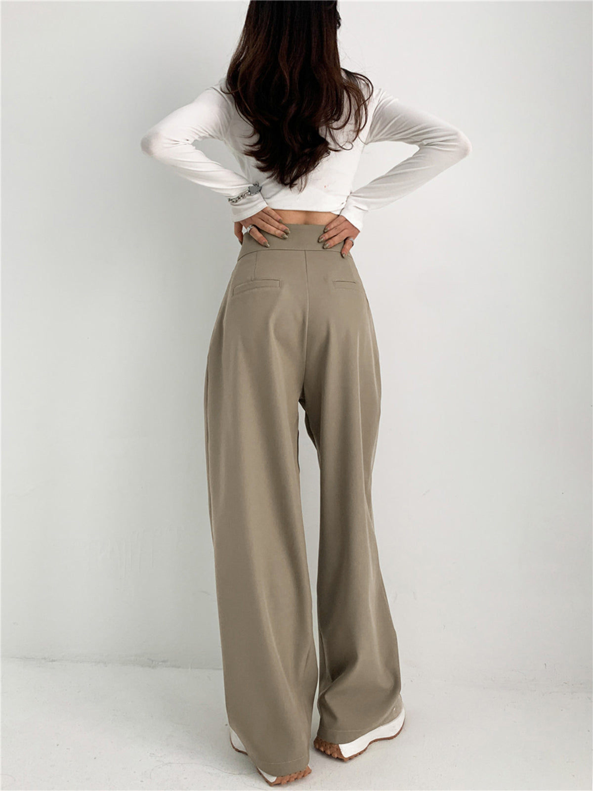 Thecomense - High Waisted Pleat Front Trousers