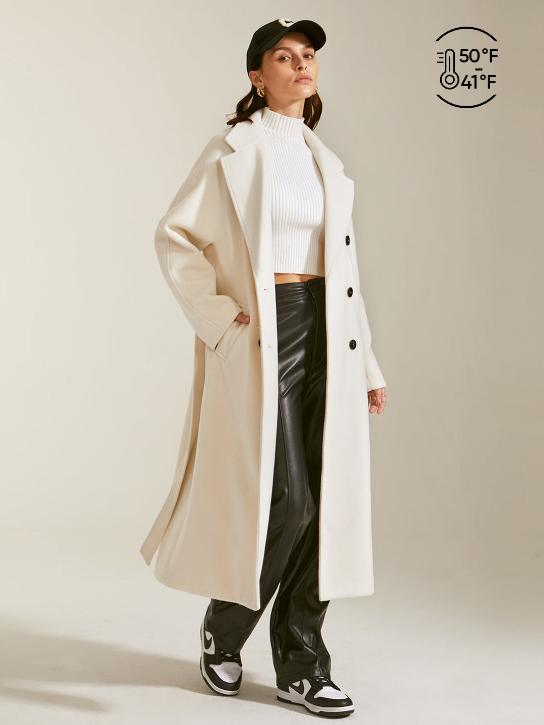 Thecomense - Double Breasted Notch Lapel Overcoat