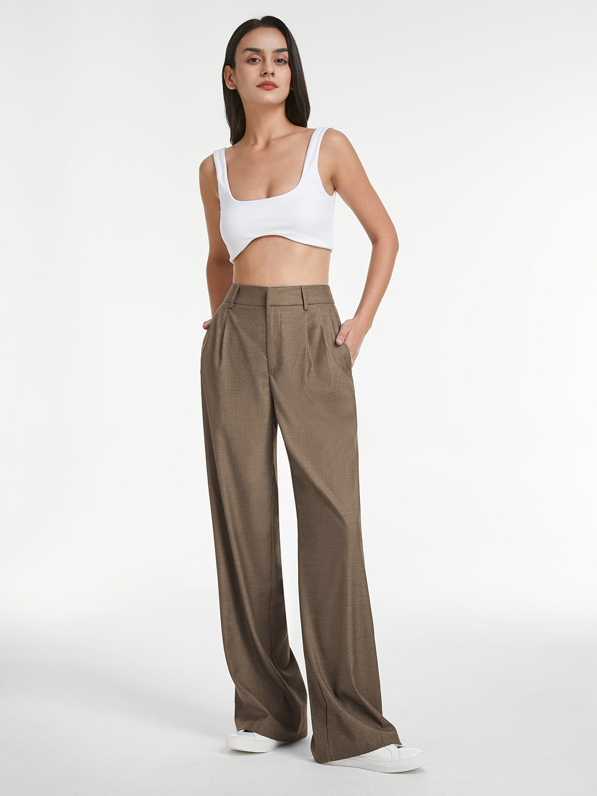 Thecomense - High Waisted Loose Wide Leg Trousers