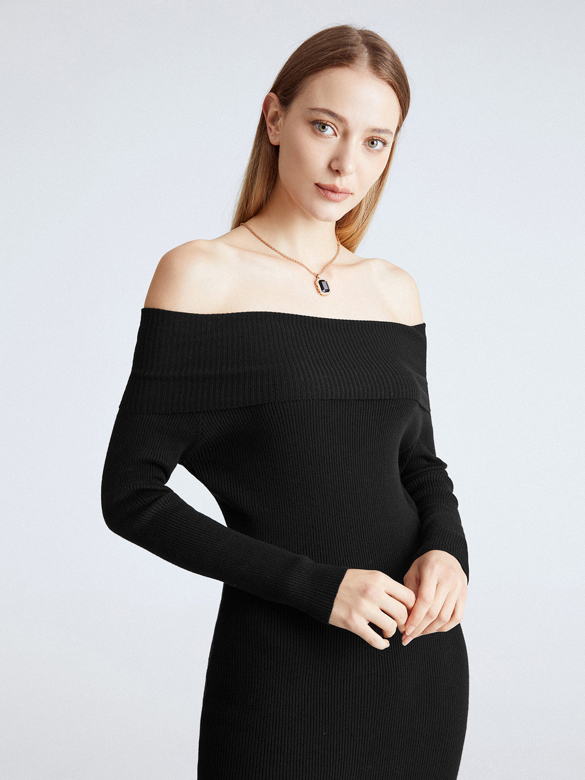 Thecomense - Off Shoulder Spirit Ribbed Dress