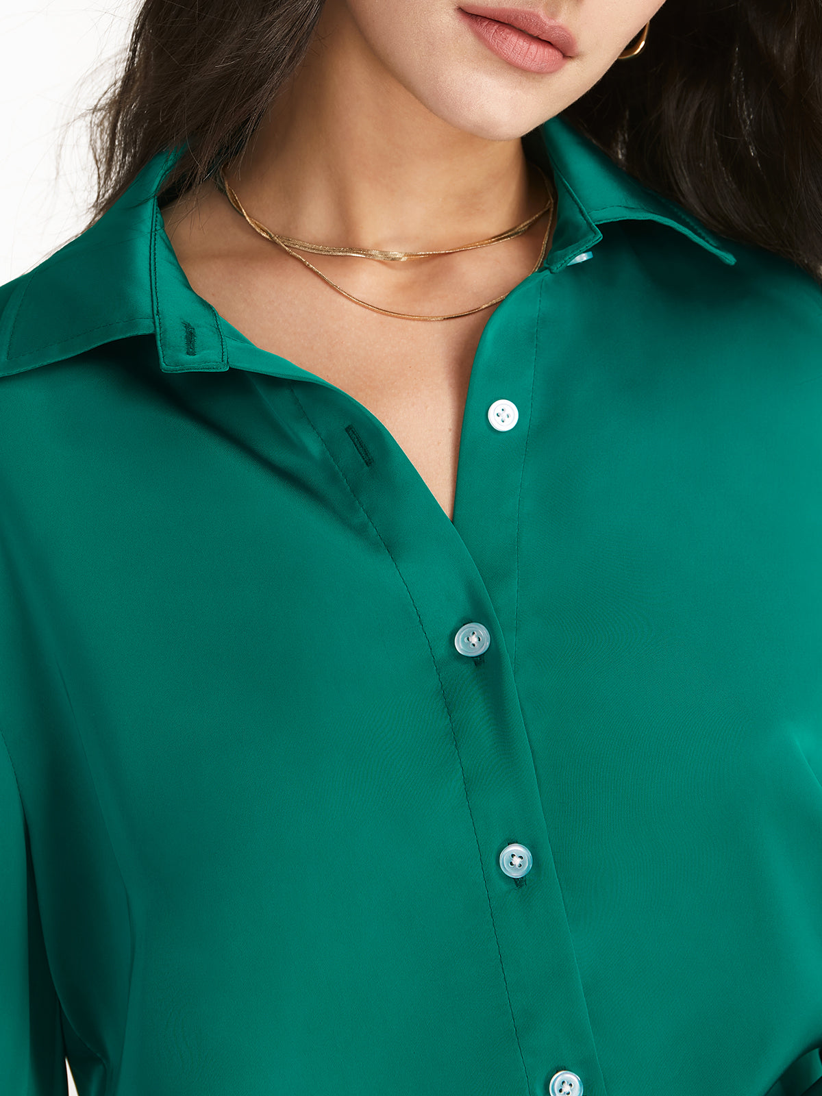 Thecomense - Collared Button Up Emerald Green Shirt