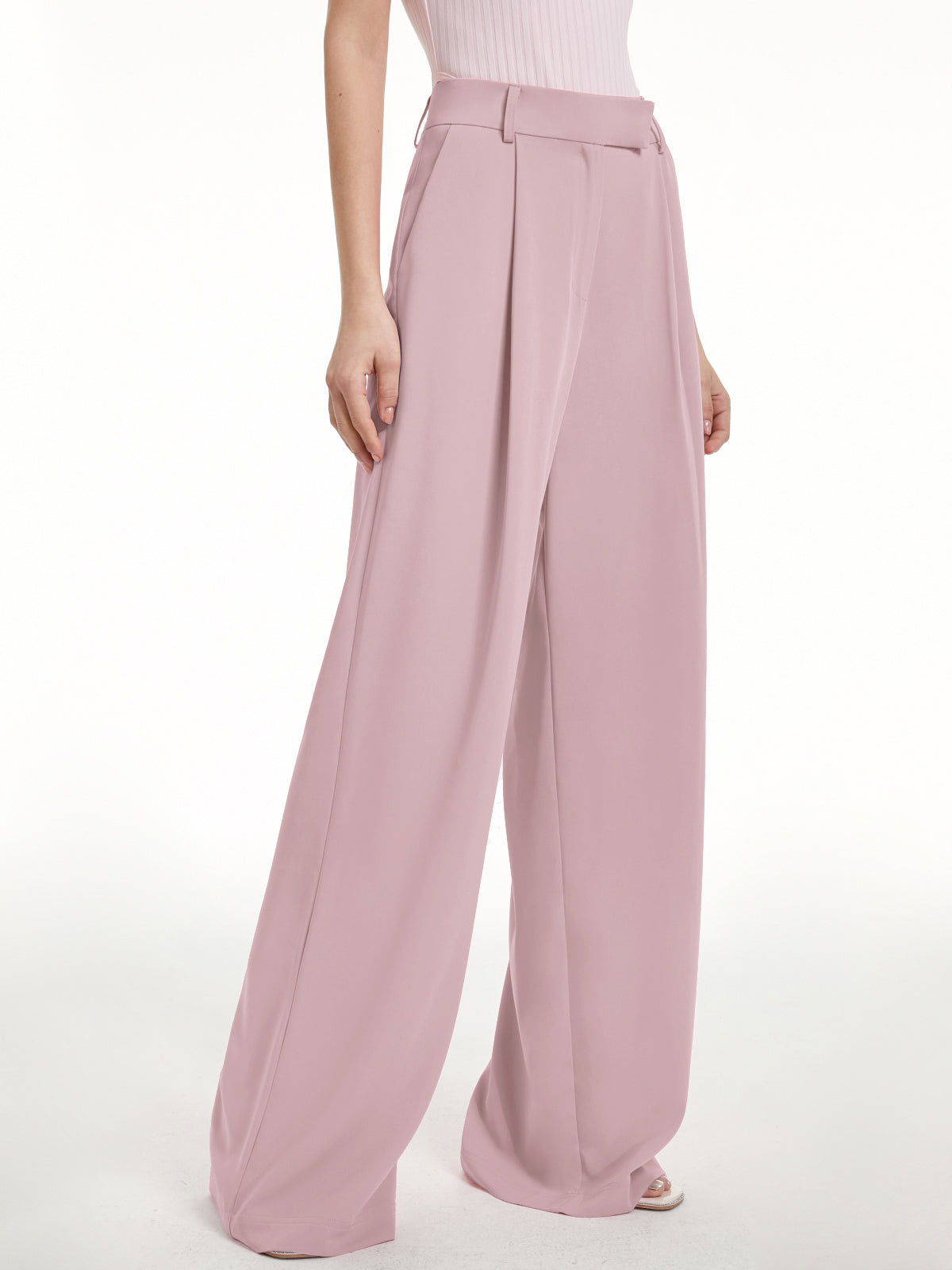 Thecomense - High Waisted Wide Leg Regular Fit Trousers