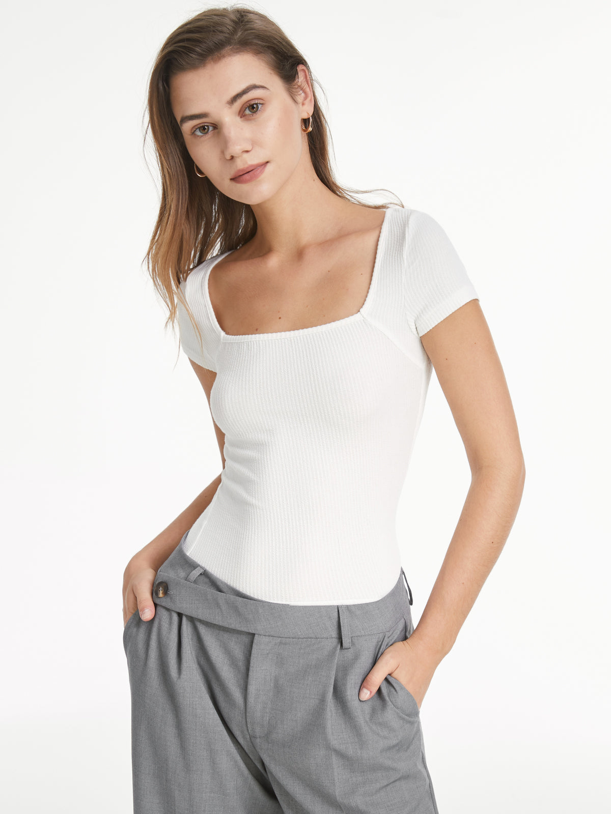 Thecomense - Square Neck Short Sleeve Everyday T-Shirt