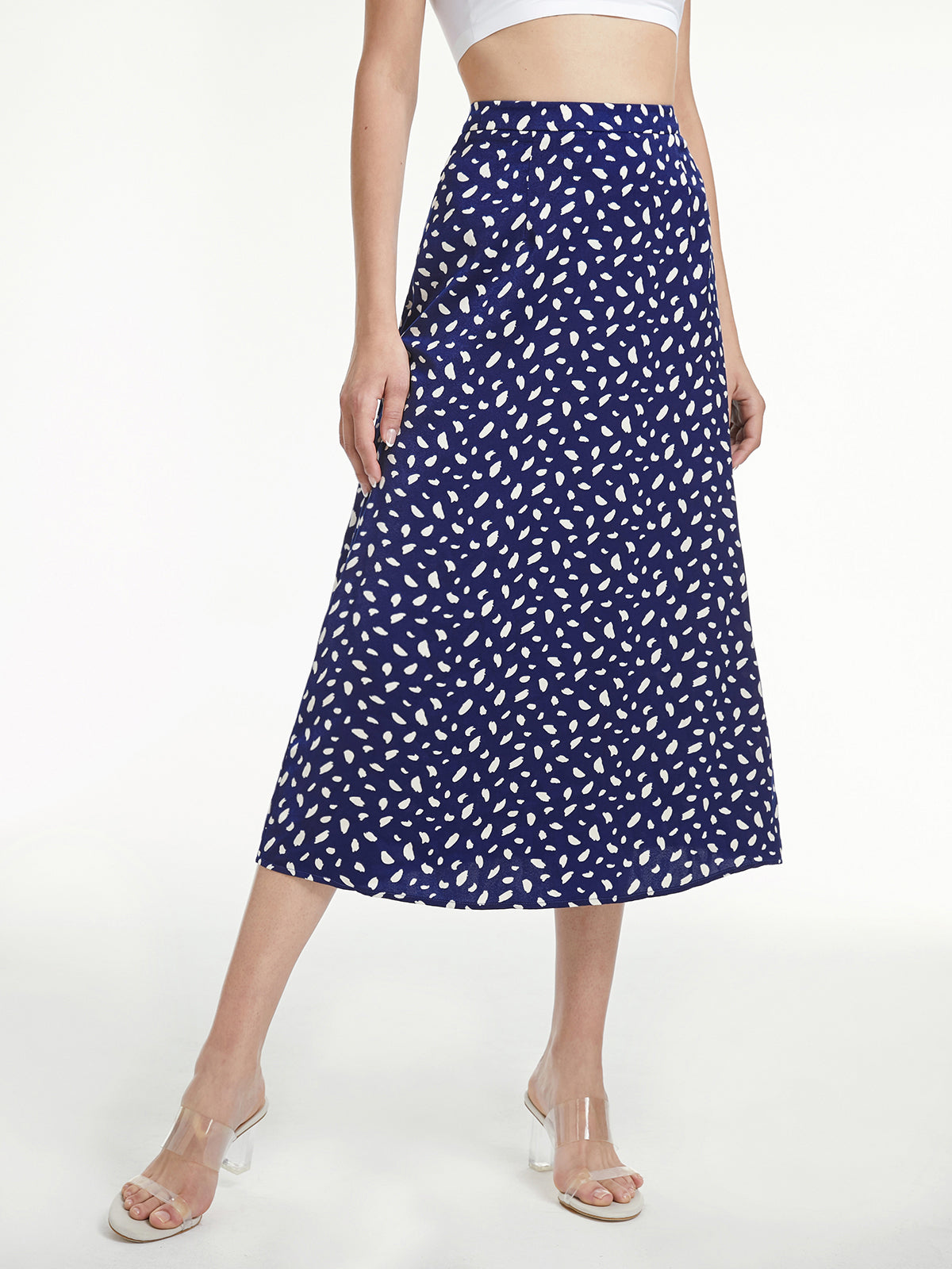 Thecomense - Light Petal High Waisted A-Line Midi Skirt