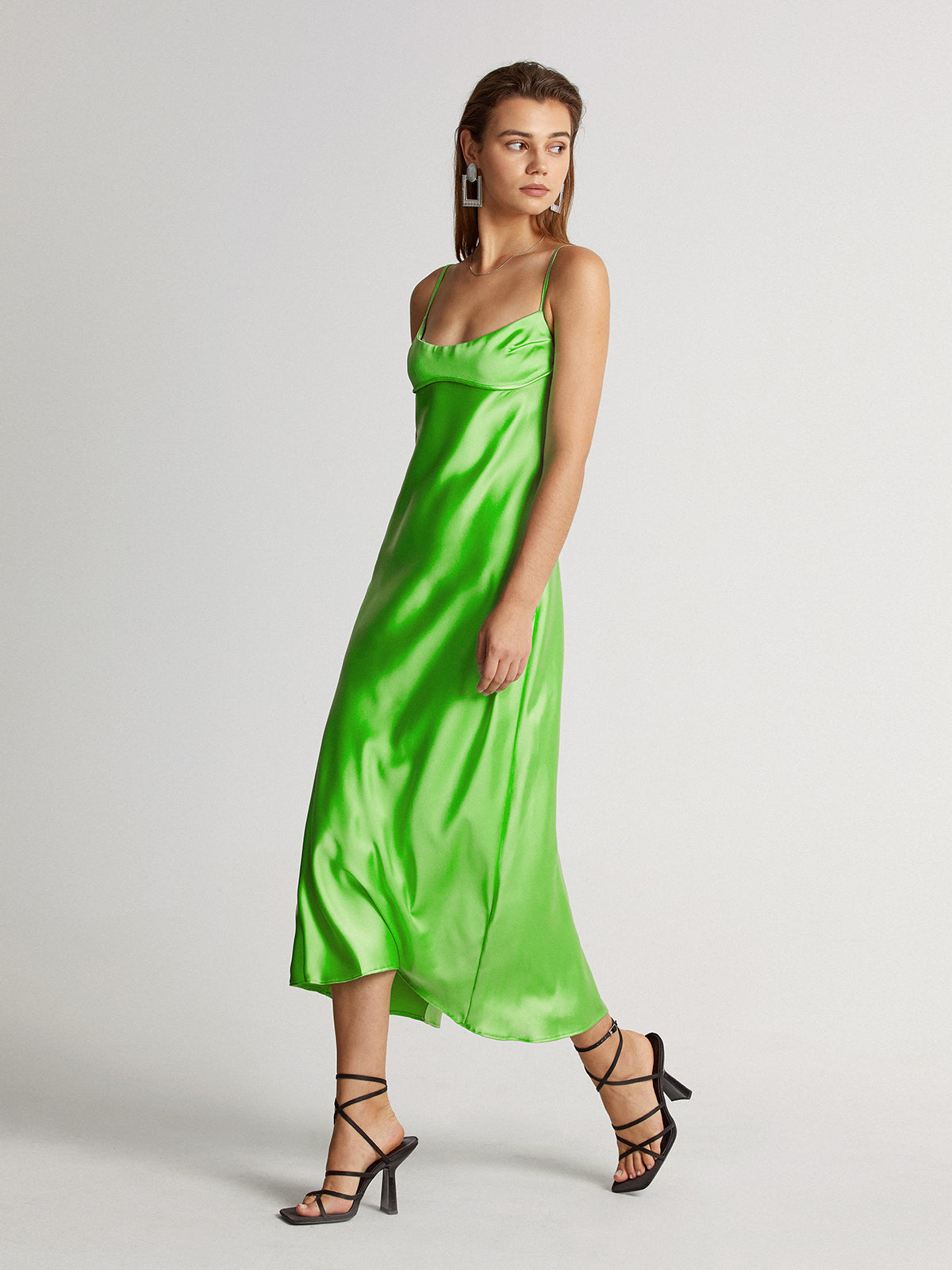 Thecomense - Be-Leaf In Me Satin Midi Dress