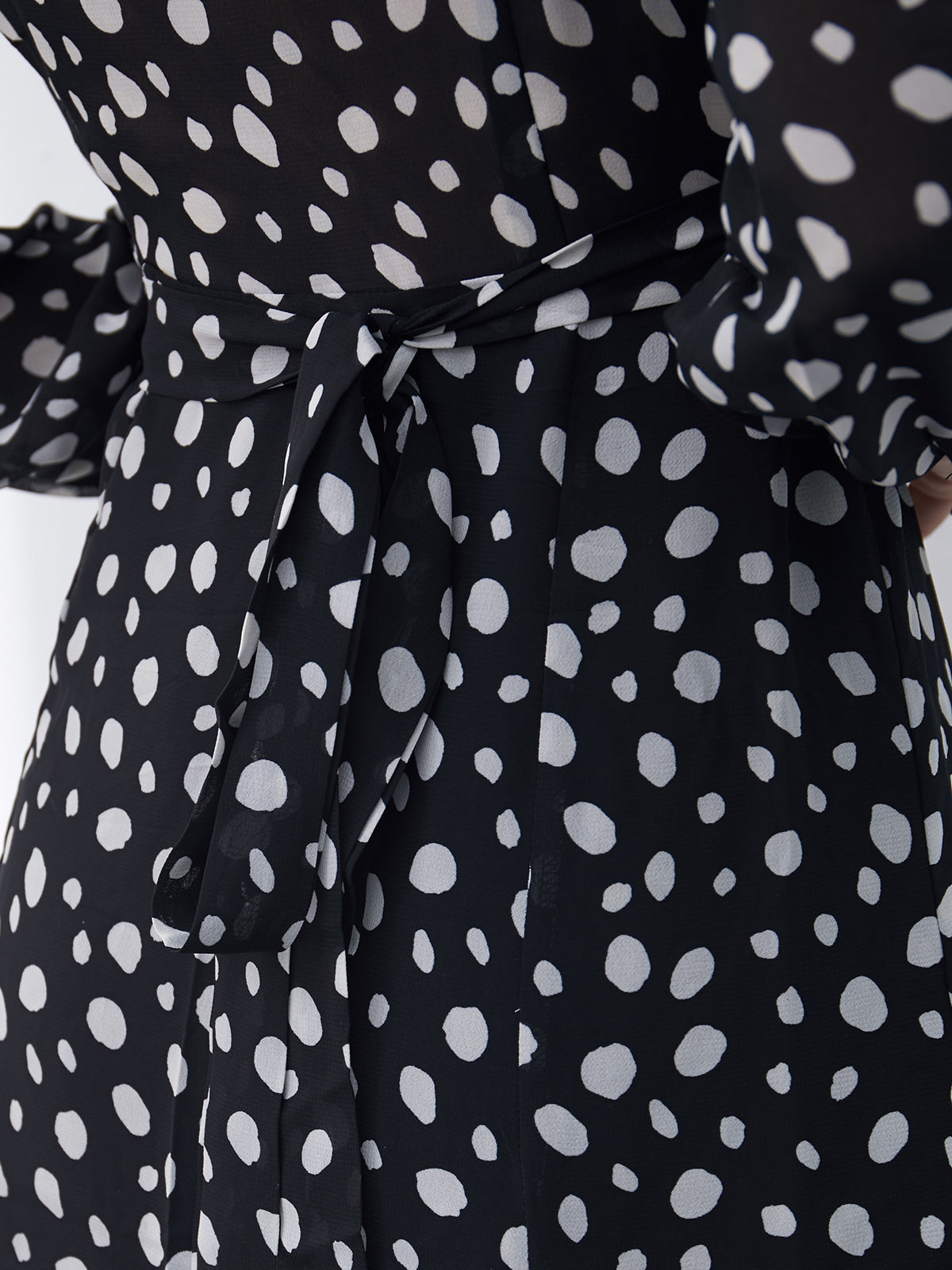 Thecomense - Long Sleeve V Neck Dress with Wrap Slit