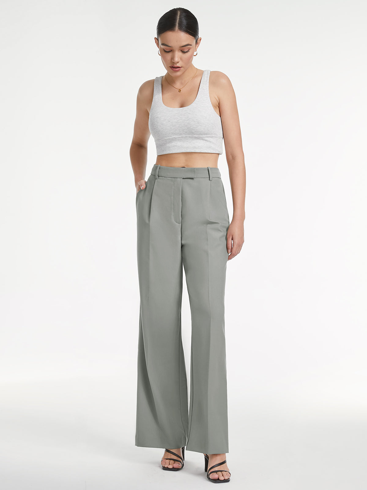 Thecomense - Double Pleat Front High Waisted Trousers