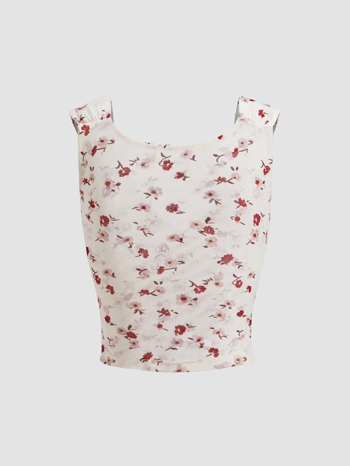 Thecomense - Floral Ruche Tank Wrap Top