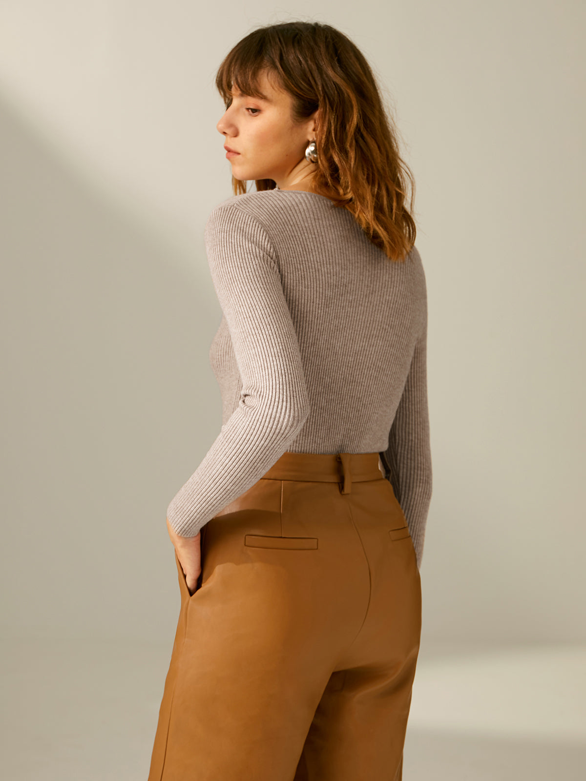 Thecomense - Cotton Clouds Ribbed Pullover Sweater