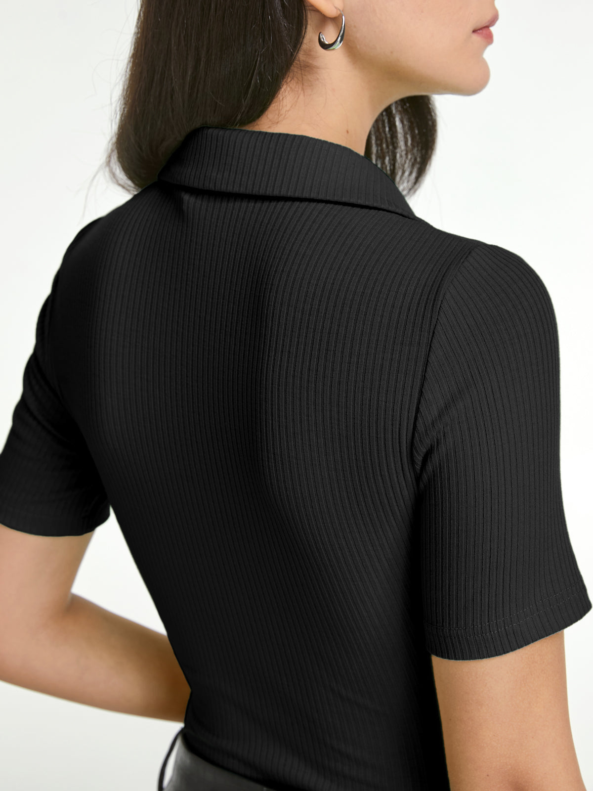 Thecomense - Short Sleeve Button Front Polo Bodysuit