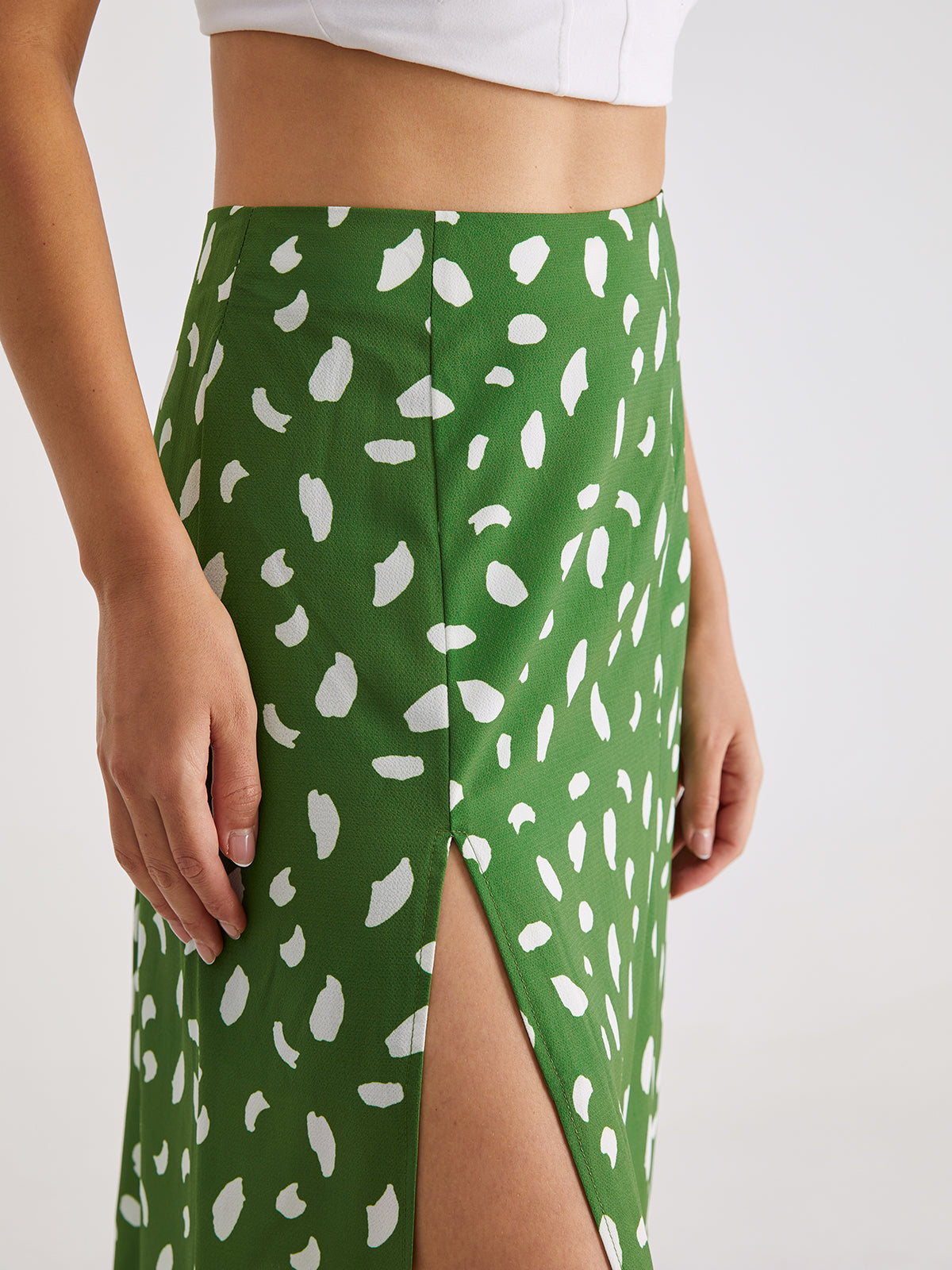 Thecomense - Light Petal High Waisted Midi Slit Skirt