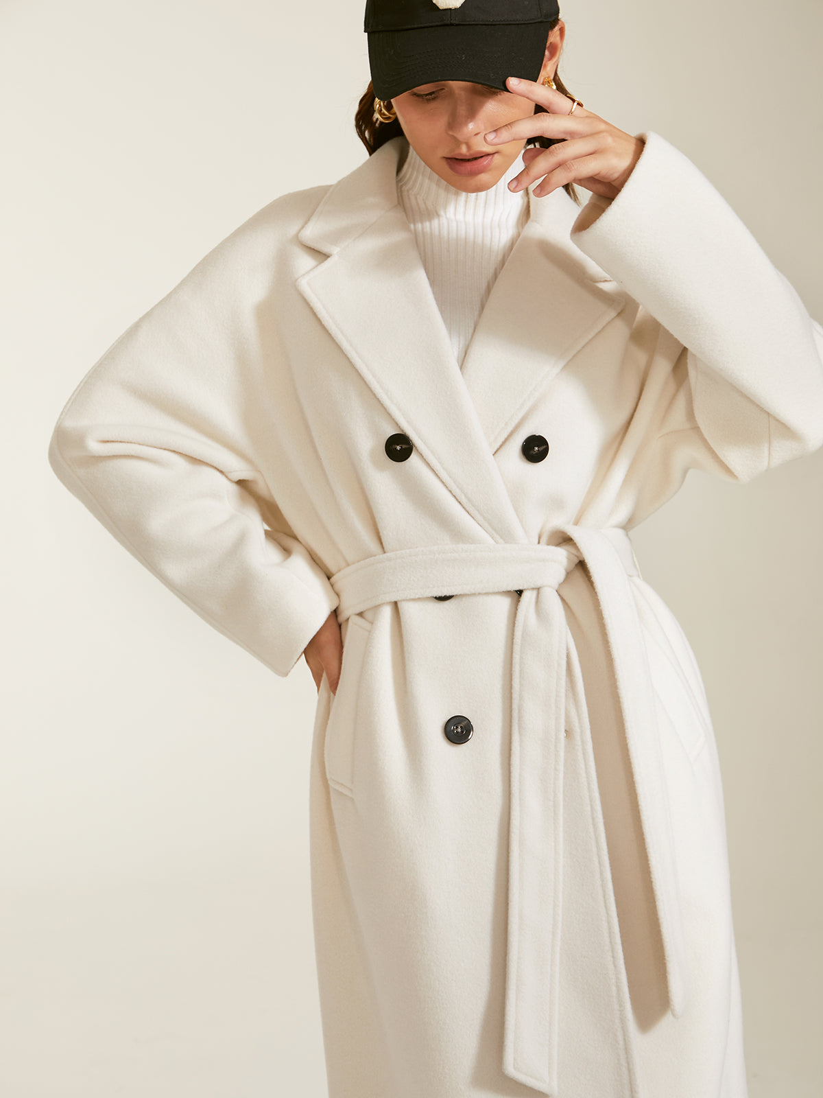 Thecomense - Double Breasted Notch Lapel Overcoat