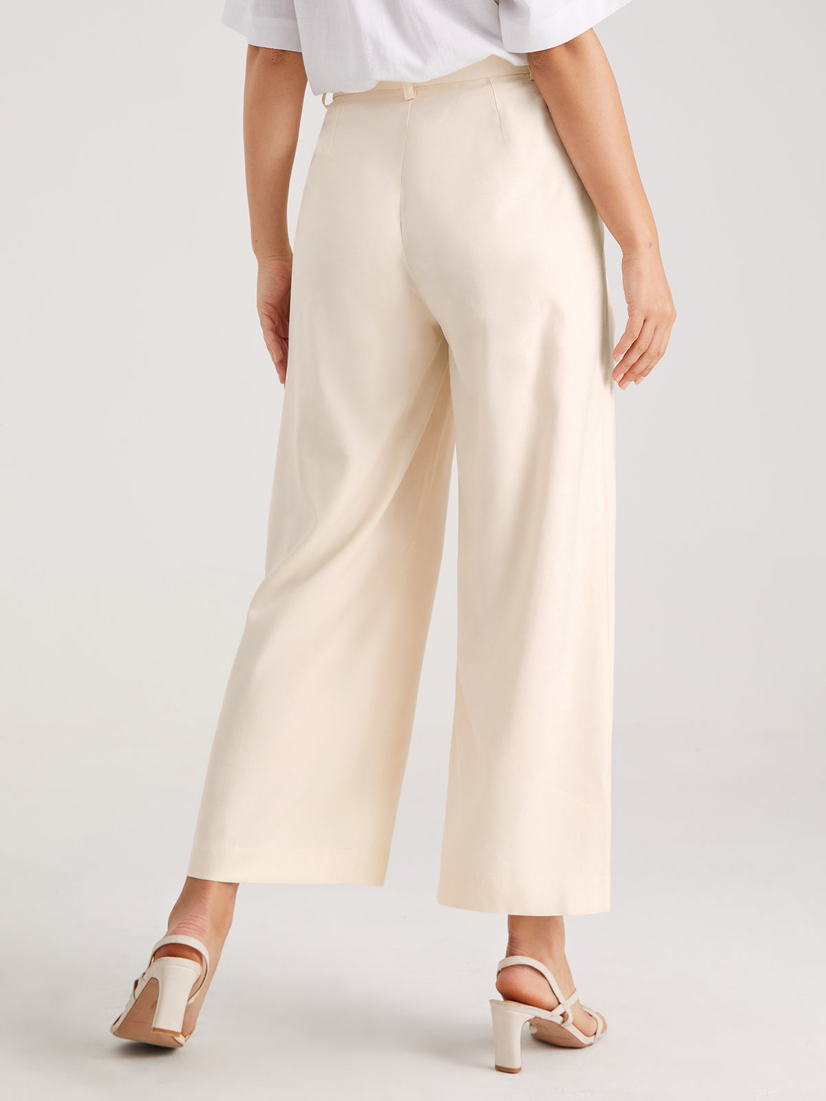 Thecomense - Belted Wide Leg Pleat Front Trousers