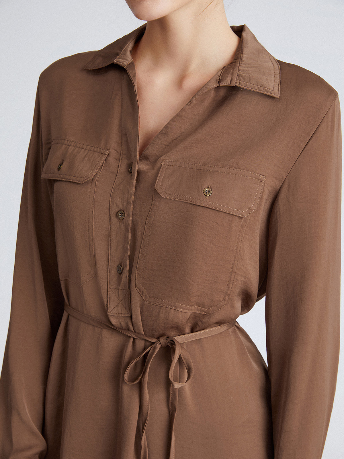 Thecomense - Cappuccino Run Satin String Dress