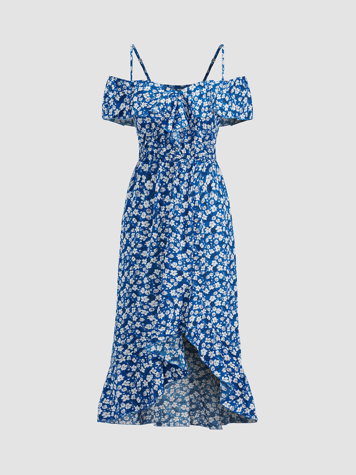 Thecomense - Ruffle Strap Off the Shoulder Floral Dress