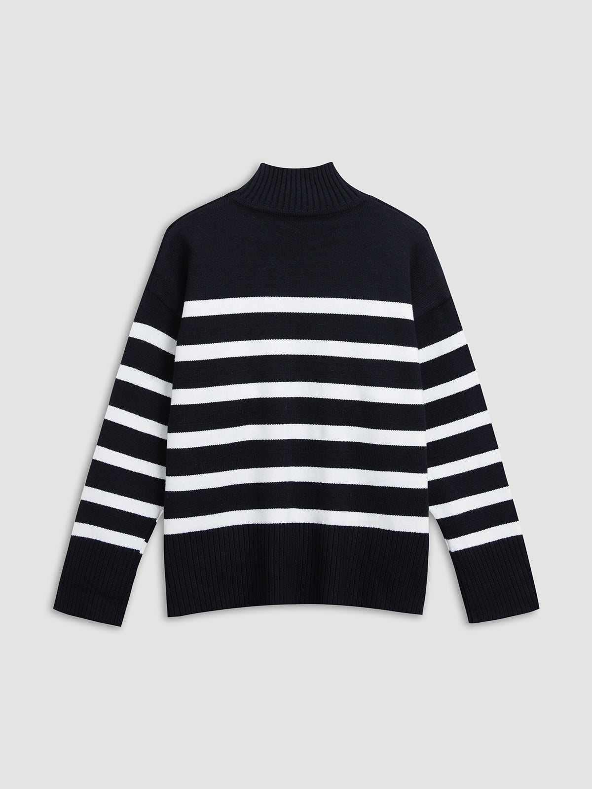 Thecomense - Cozy Stripe Mockneck Sweater