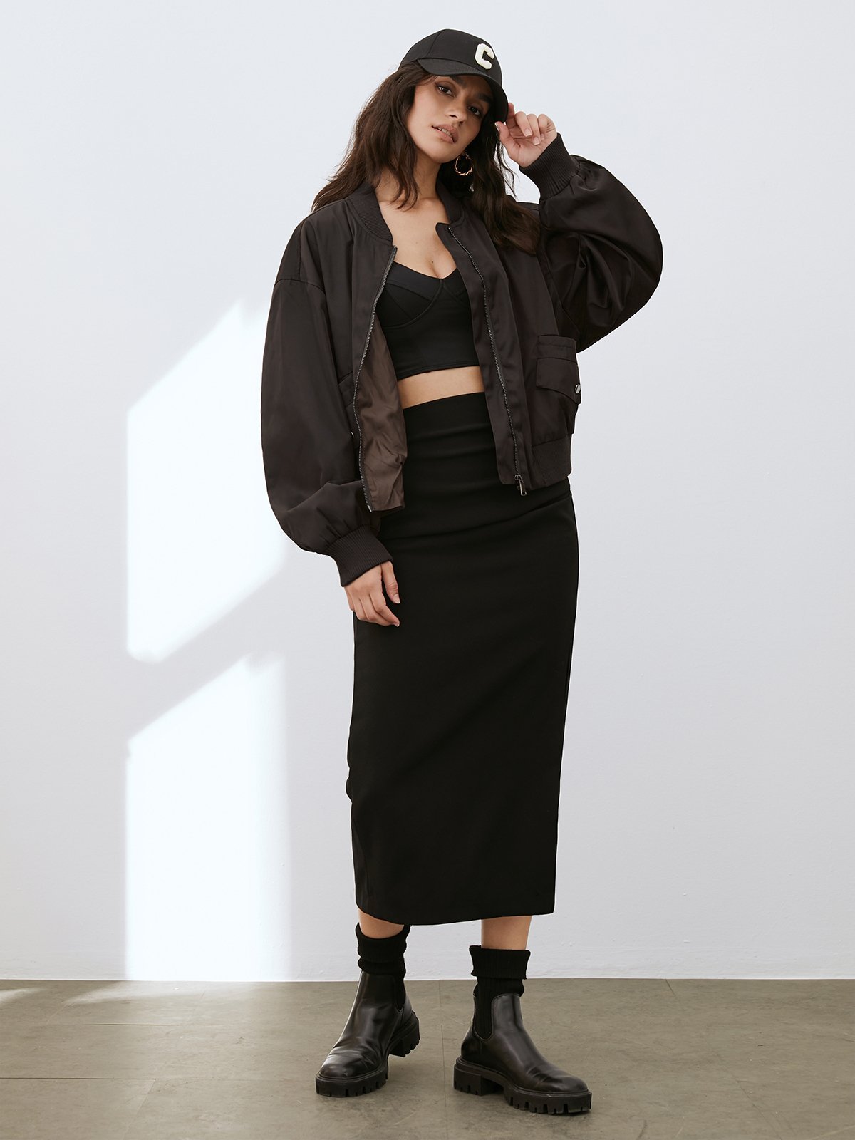 Thecomense - Oversized Drop Shoulder Two Toned Bomber Jacket