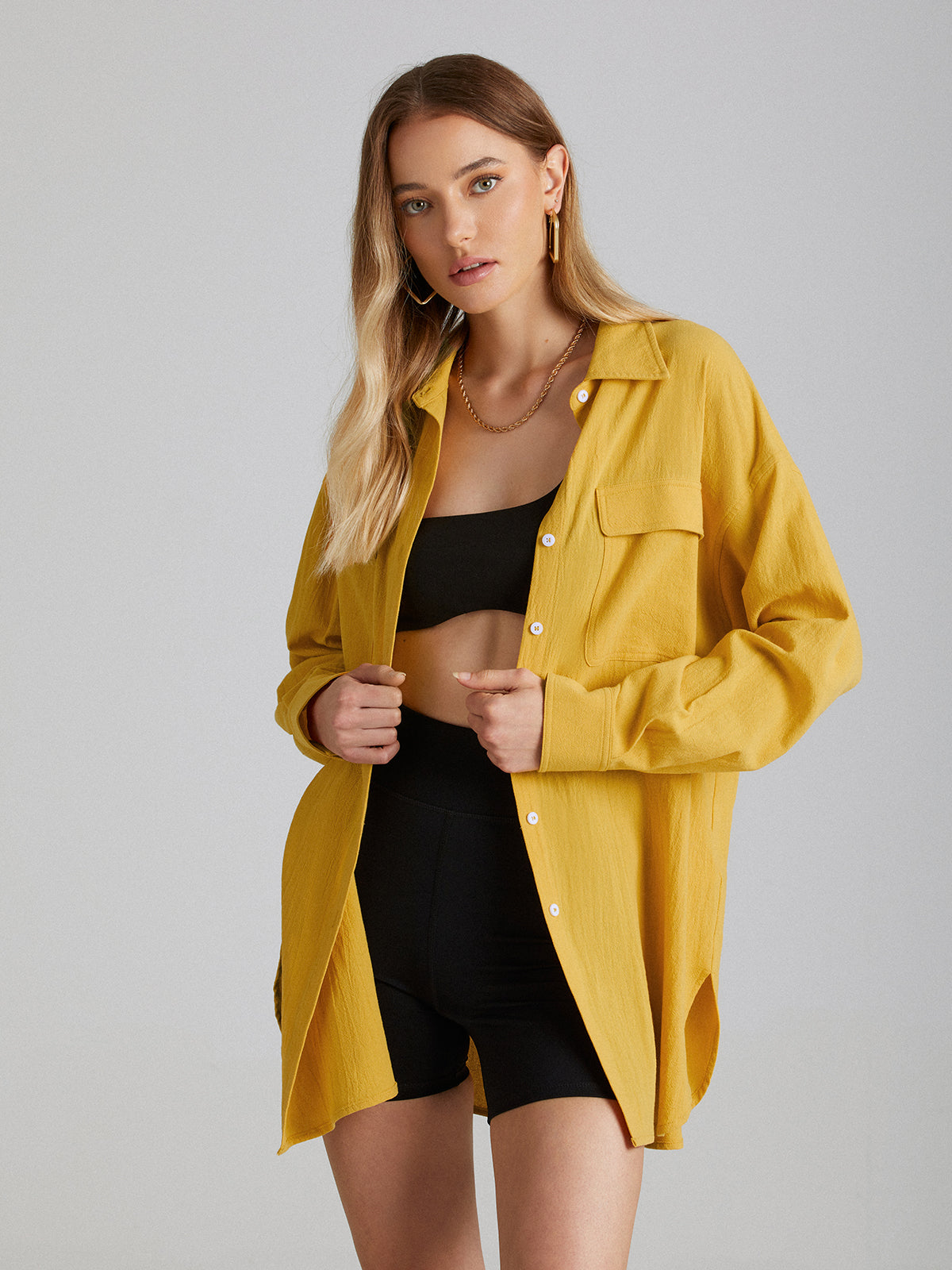 Thecomense - Drop Shoulder Relaxed Fit Button Up Shirt