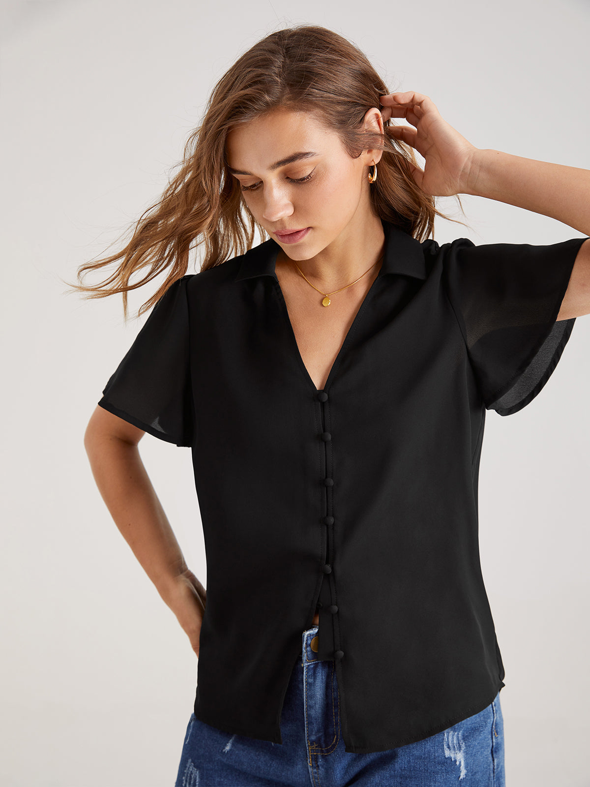 Thecomense - Solid Button Up Shirt