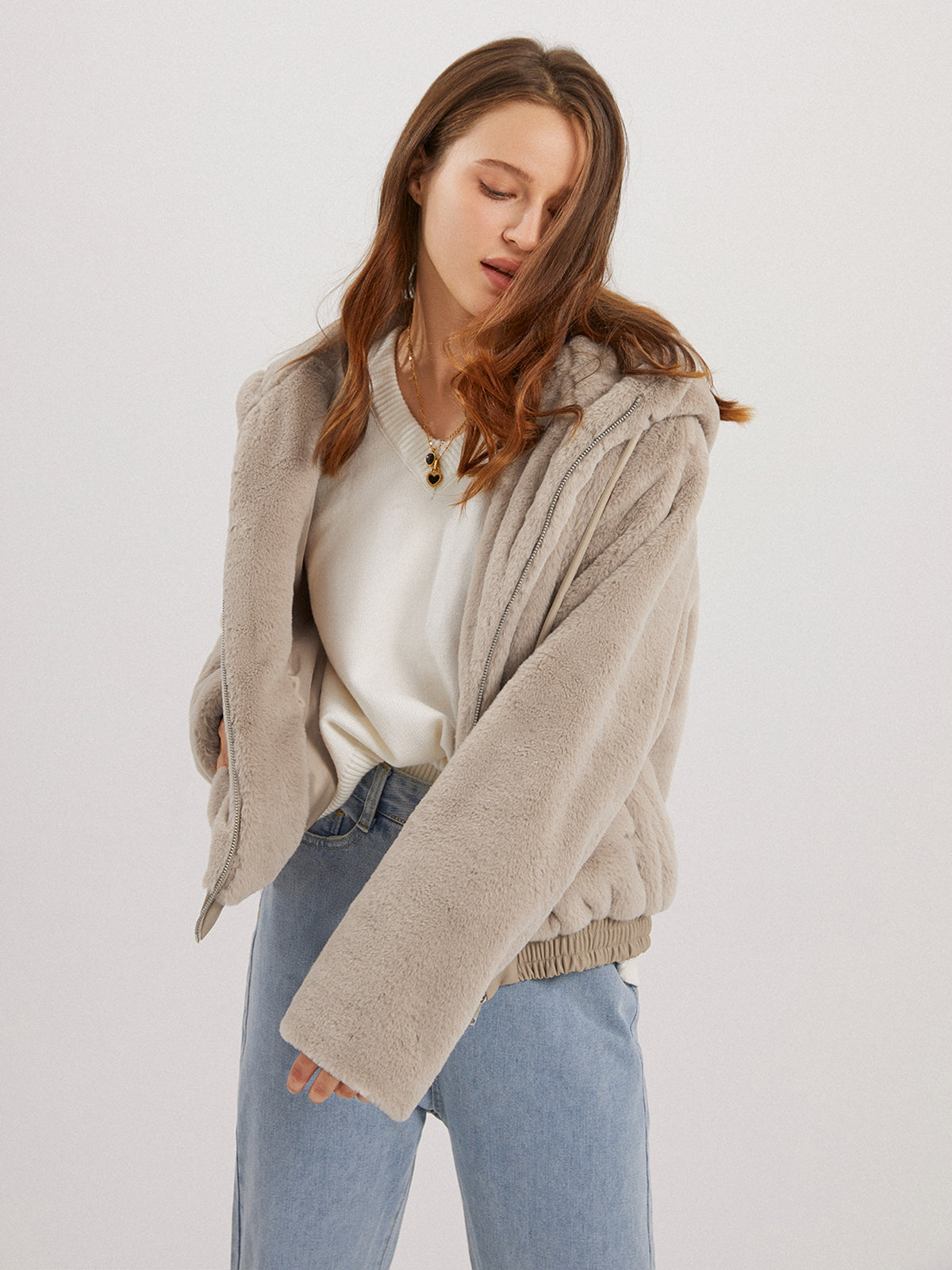 Thecomense - Fleece Solid Oversized Jacket