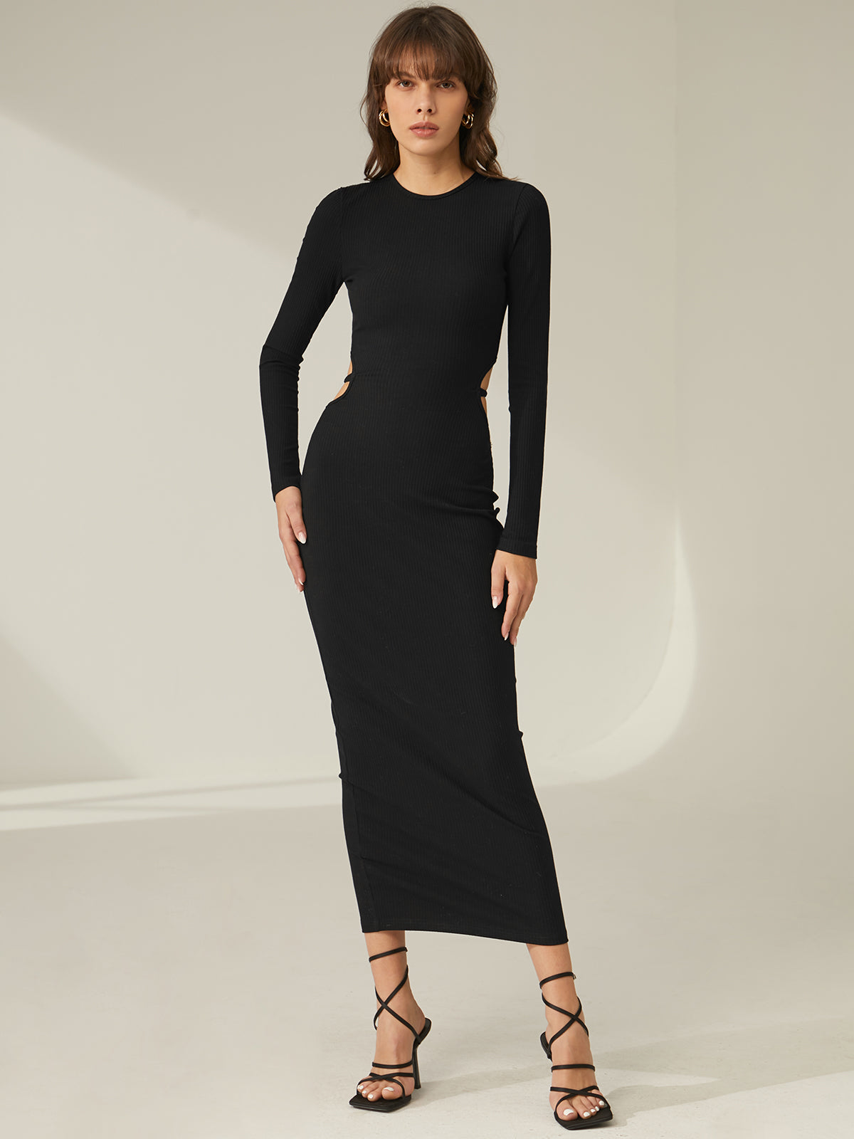 Thecomense - Long Sleeve Back Strap Full Dress