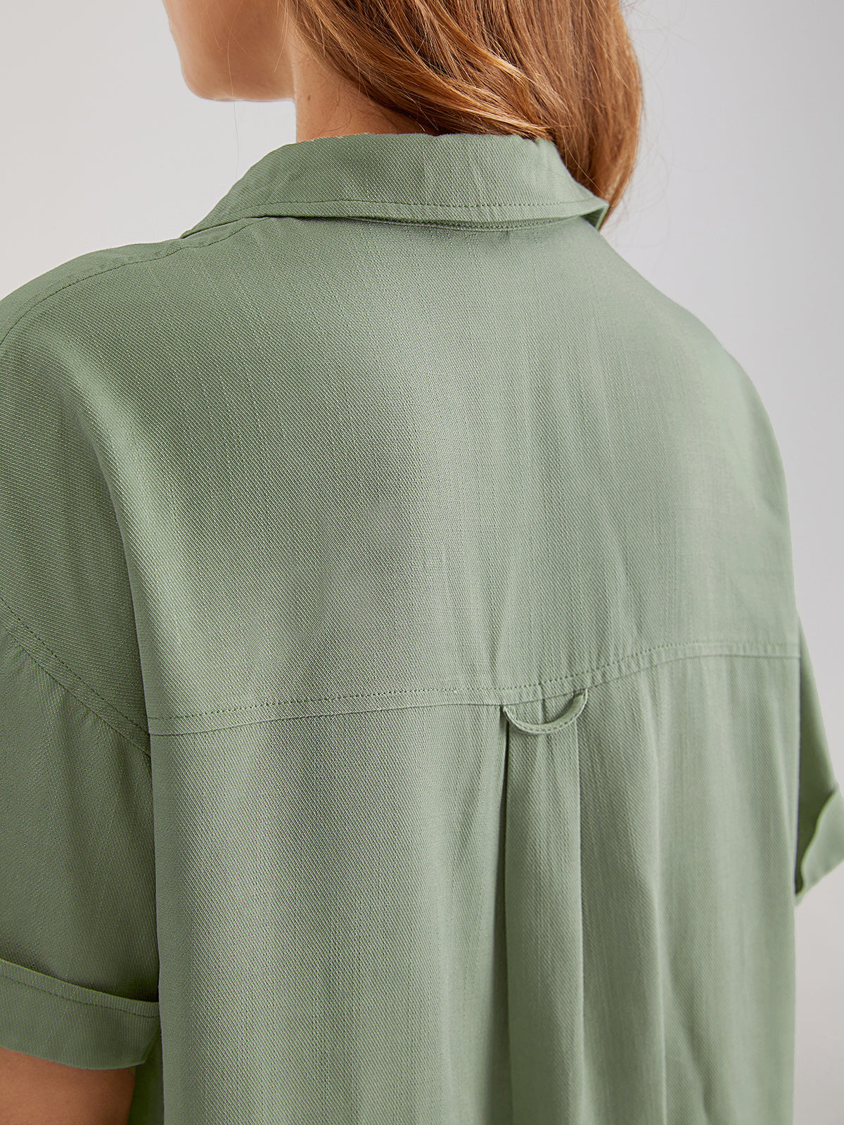 Thecomense - Folded Sleeve Relaxed Fit Button Up Shirt