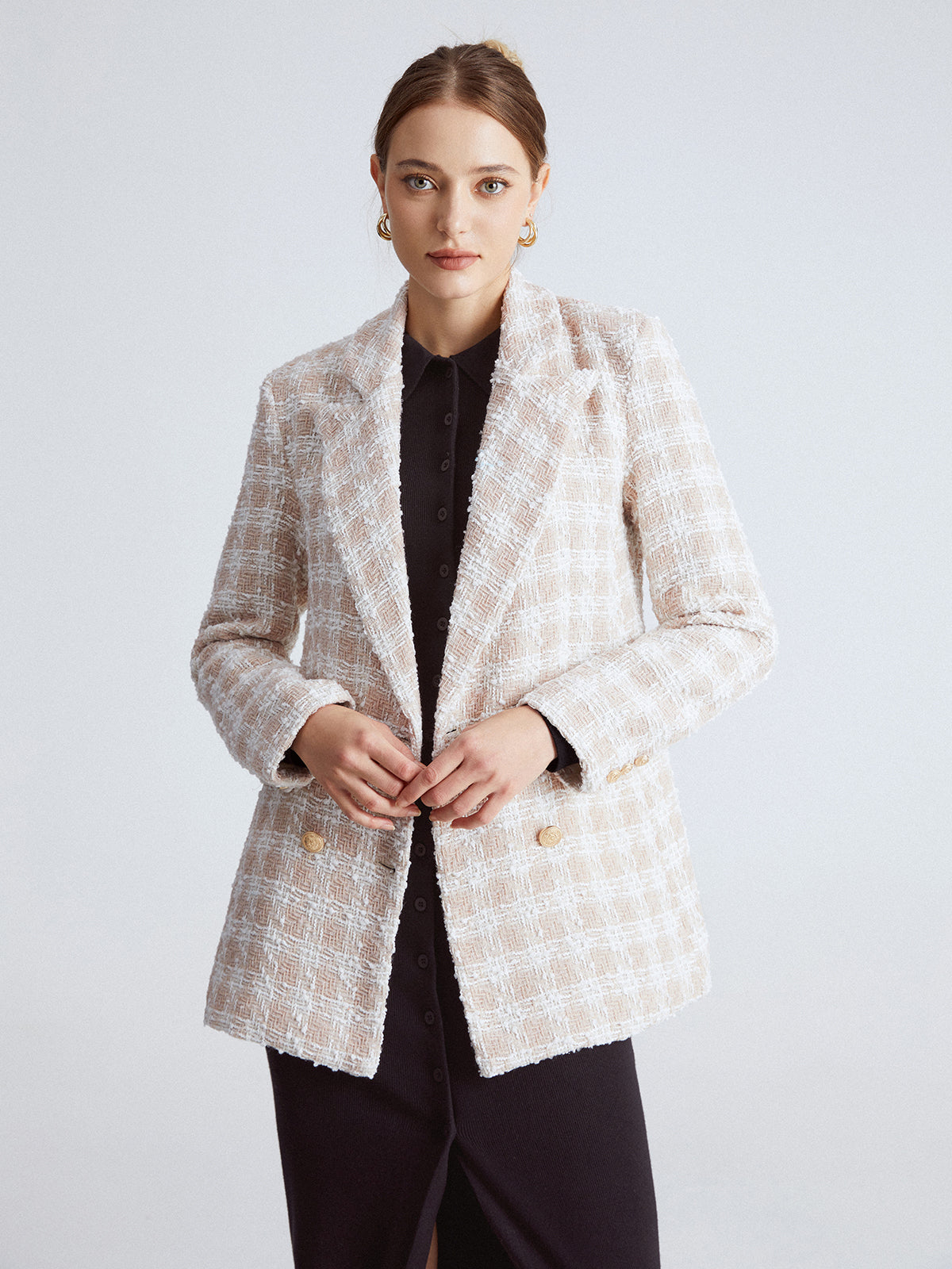 Thecomense - Old Money Tweed V Neck Jacket