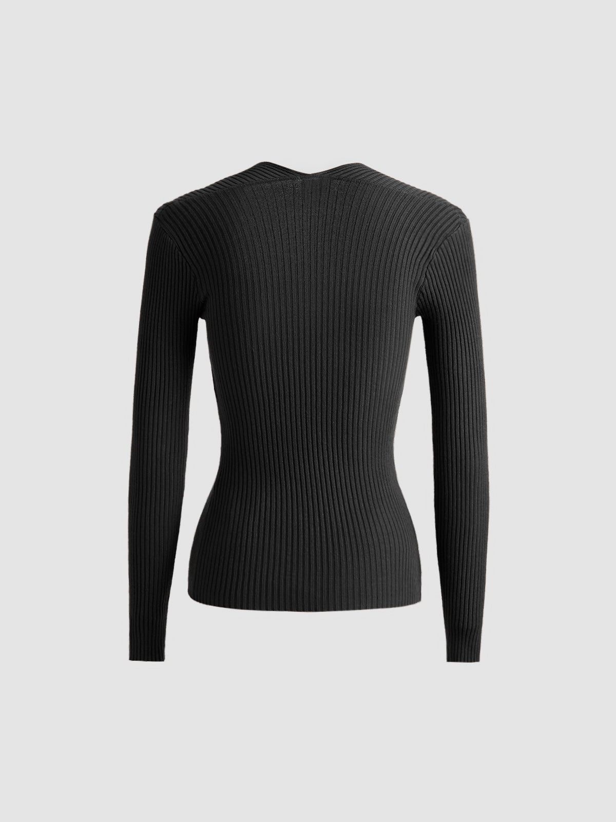 Thecomense - Bronzework Knitted Ribbed Pullover Sweater