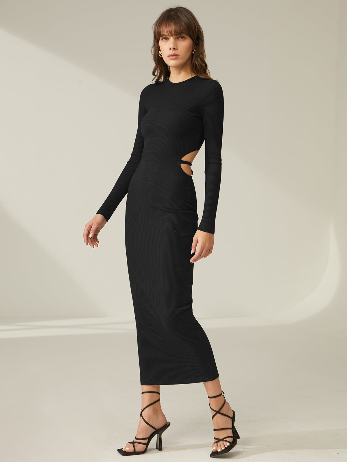 Thecomense - Long Sleeve Back Strap Full Dress