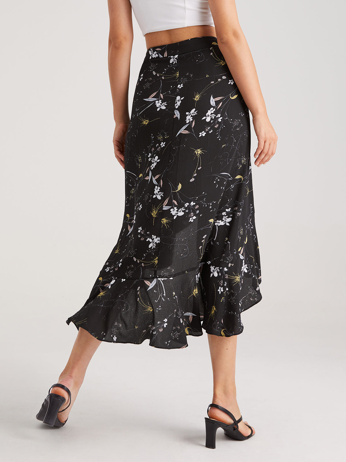 Thecomense - Pattern High Low Wrap Skirt