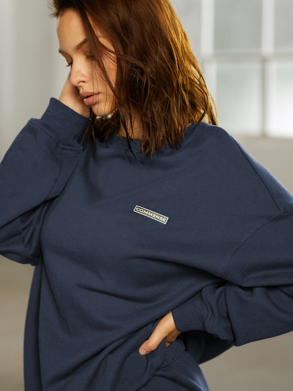 Thecomense - Drop Shoulder Crewneck Sweatshirt