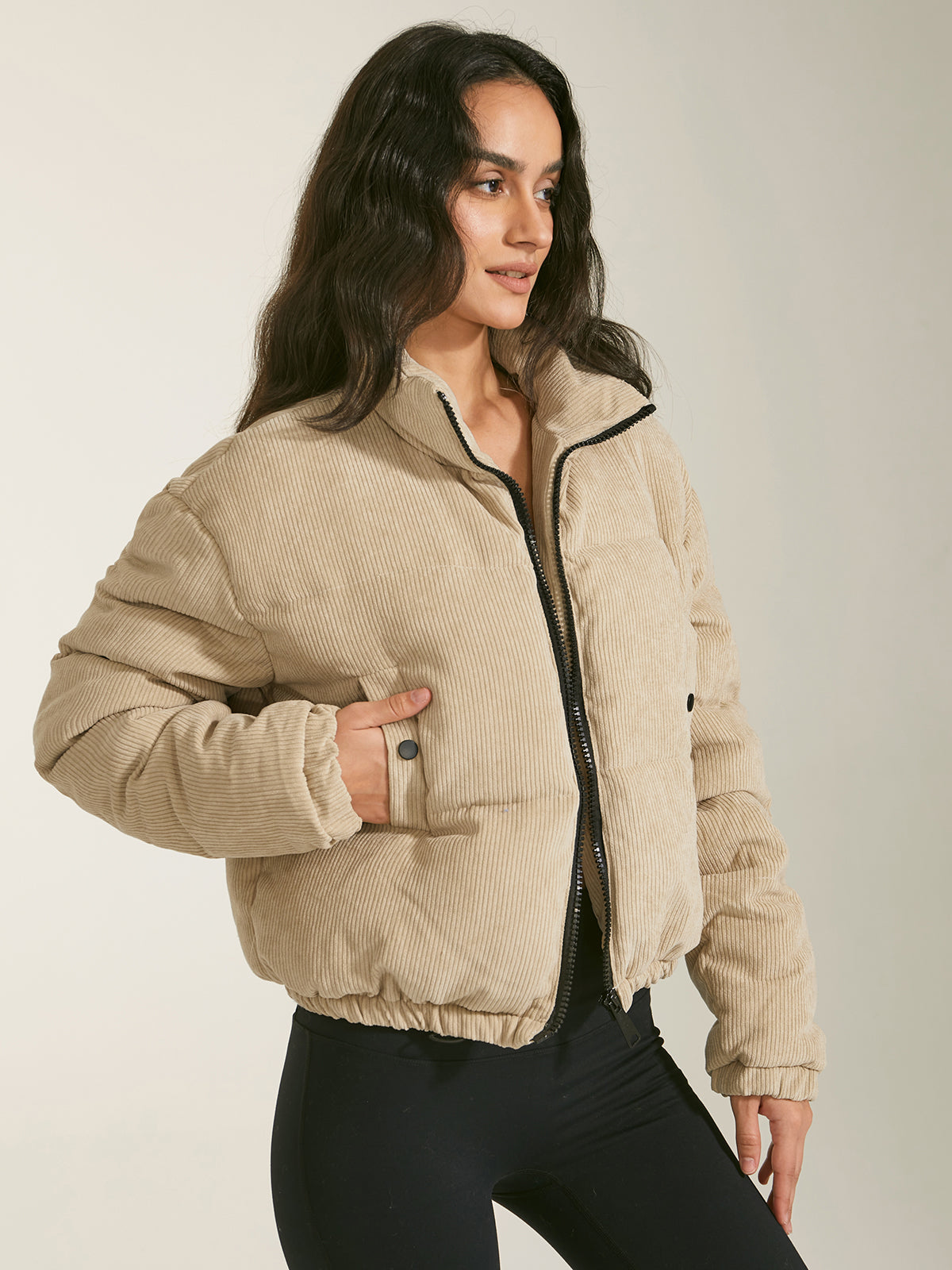 Thecomense - Cropped Funnel Neck Puffer Jacket