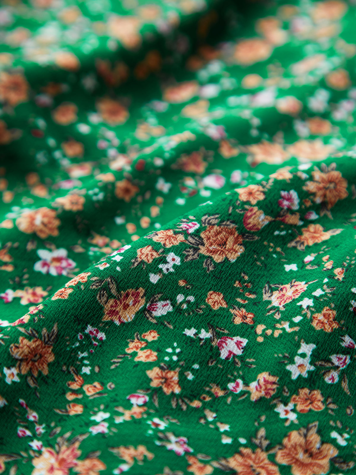 Thecomense - Short Puff Sleeve Floral Cropped Top