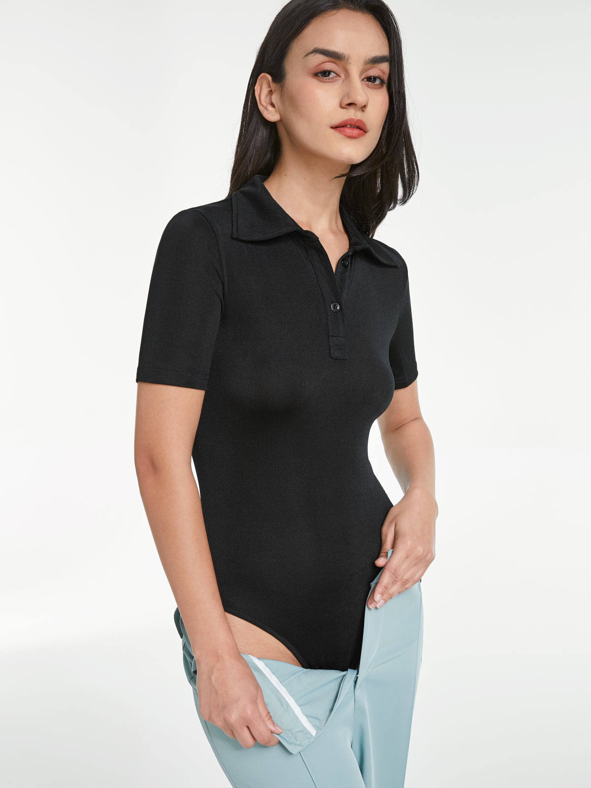 Thecomense - Button Up Polo T-Shirt Bodysuit