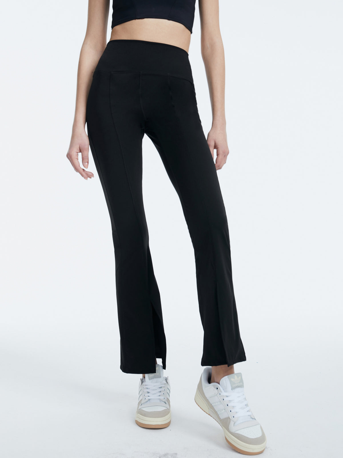 Thecomense - High Waisted Contour Seam Slit Leggings