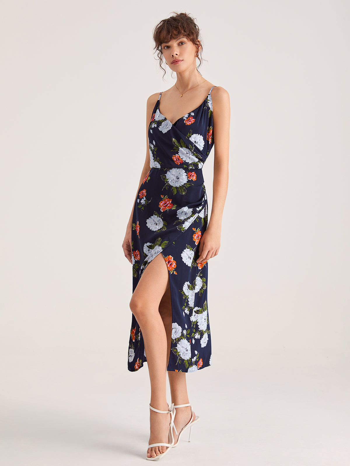 Thecomense - Floral Sleeveless Slit Midi Dress