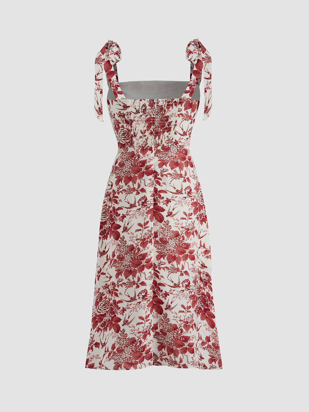 Thecomense - Fanciful Botany Strap Slit Dress