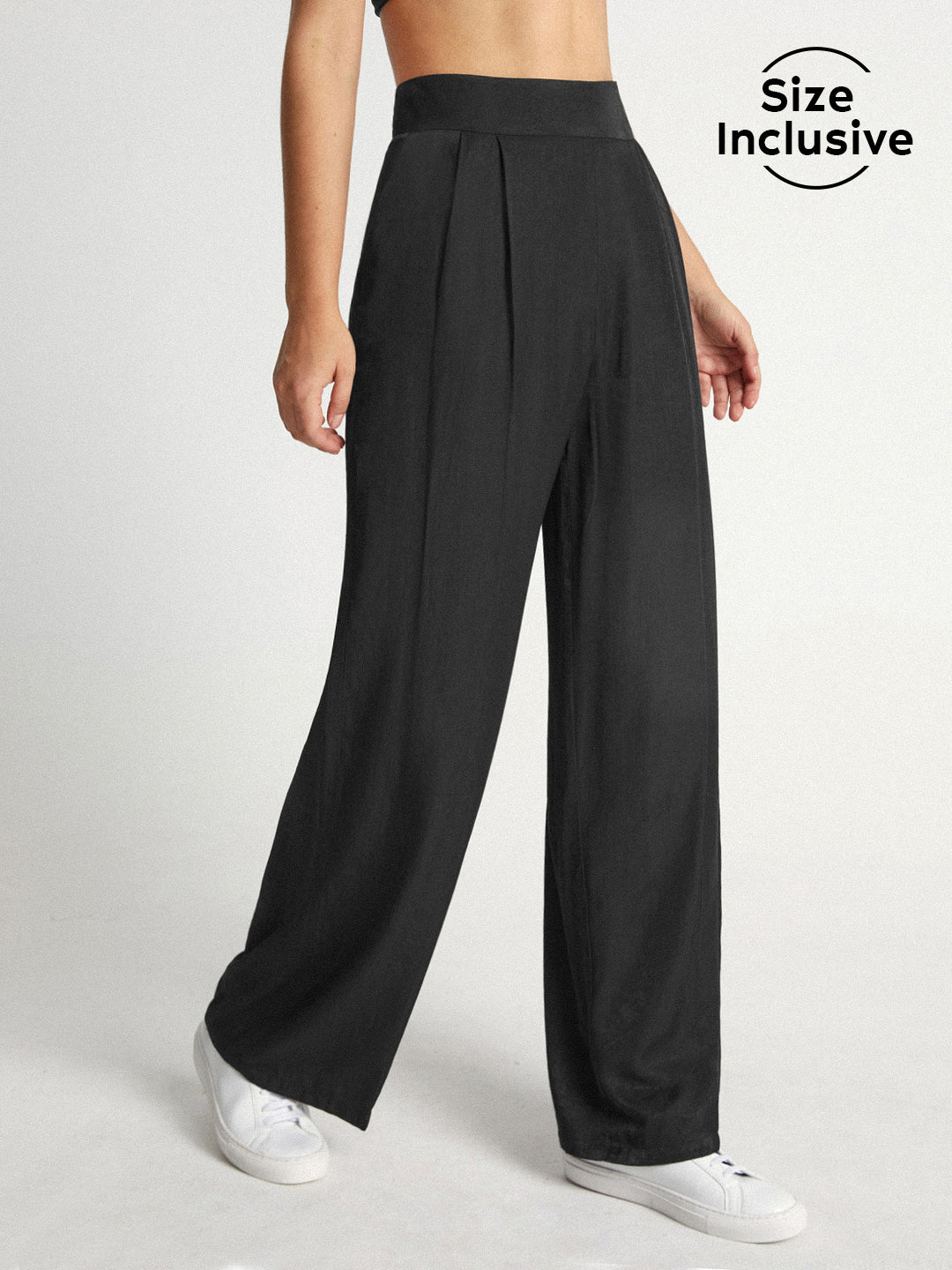 Thecomense - High Waisted Sleek Pleat Wide Leg Trousers
