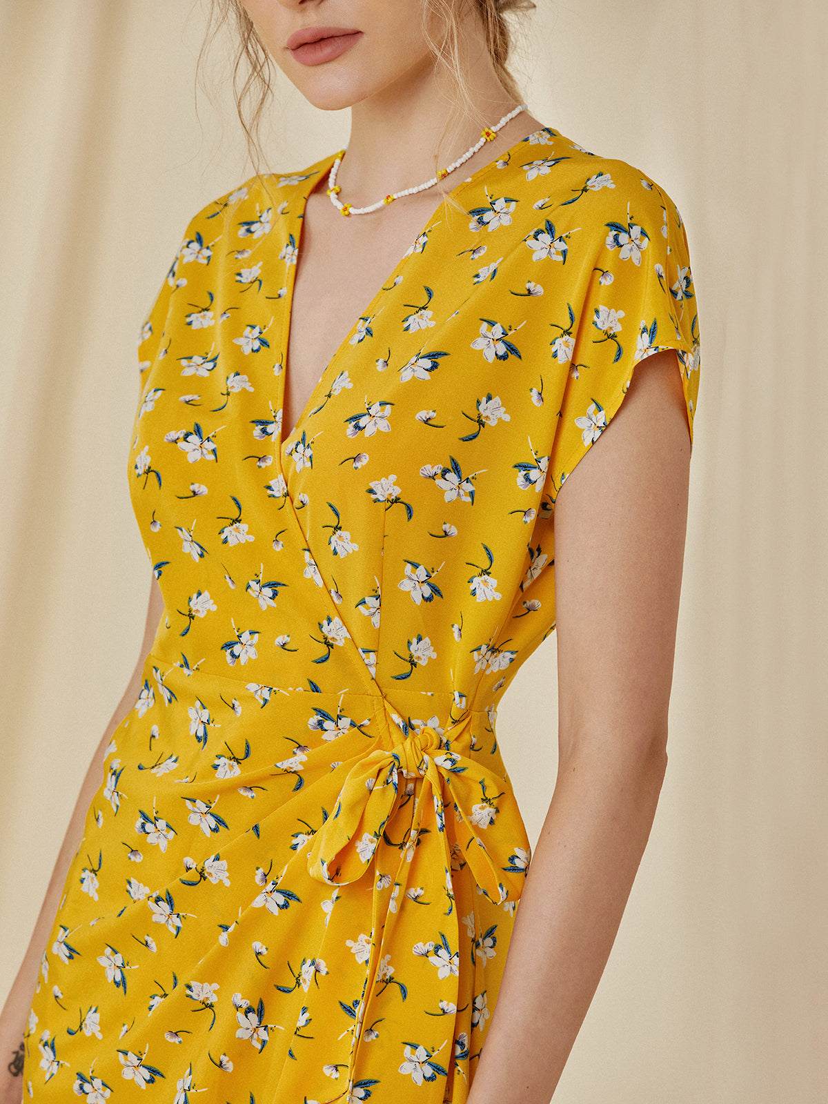 Thecomense - Golden Time Wrap Dress