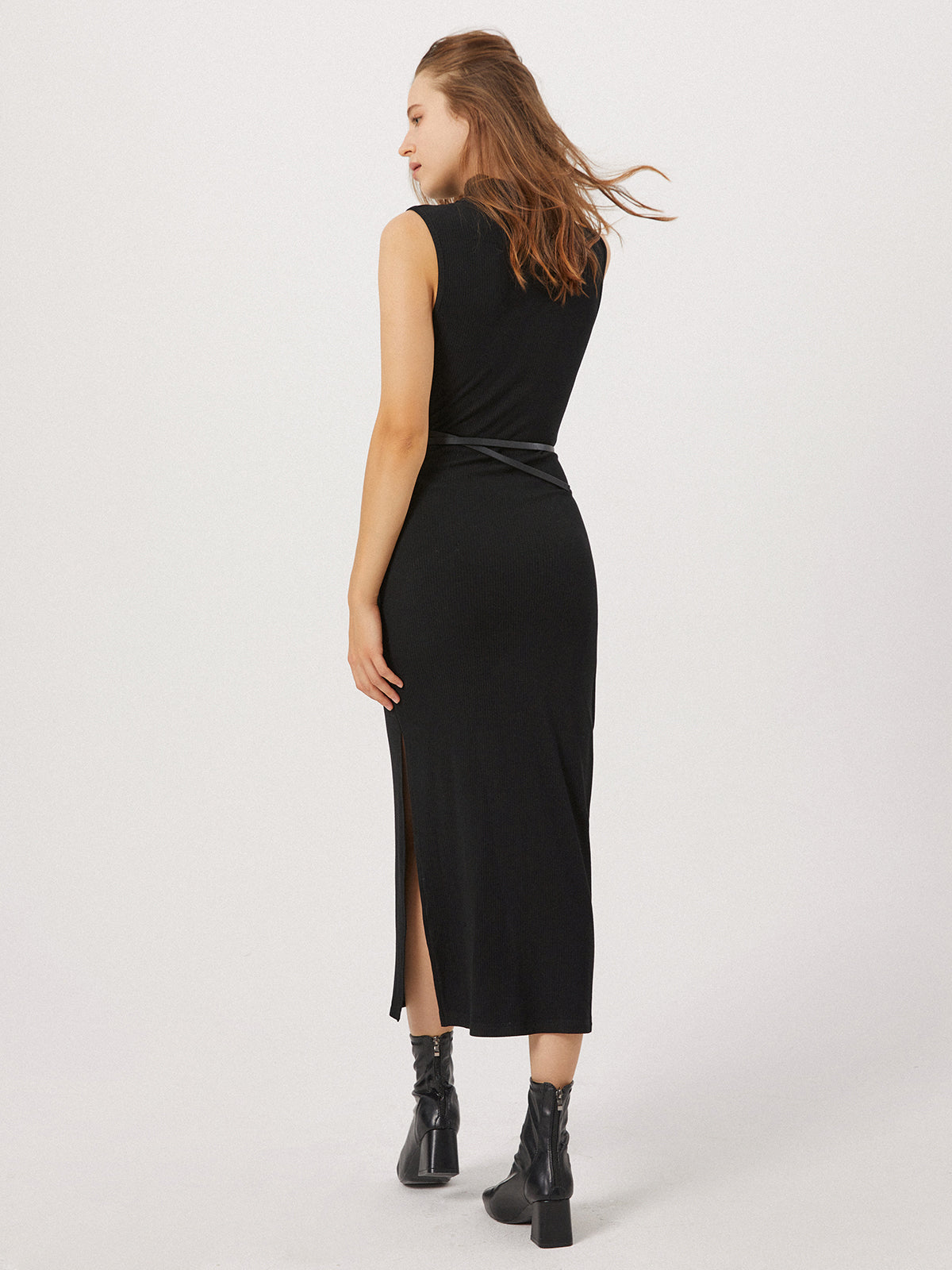 Thecomense - Opening Night Slit Mockneck Long Dress