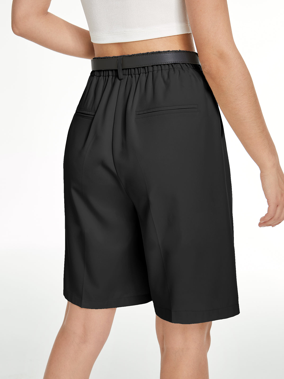 Thecomense - High Waisted Long Trouser Shorts