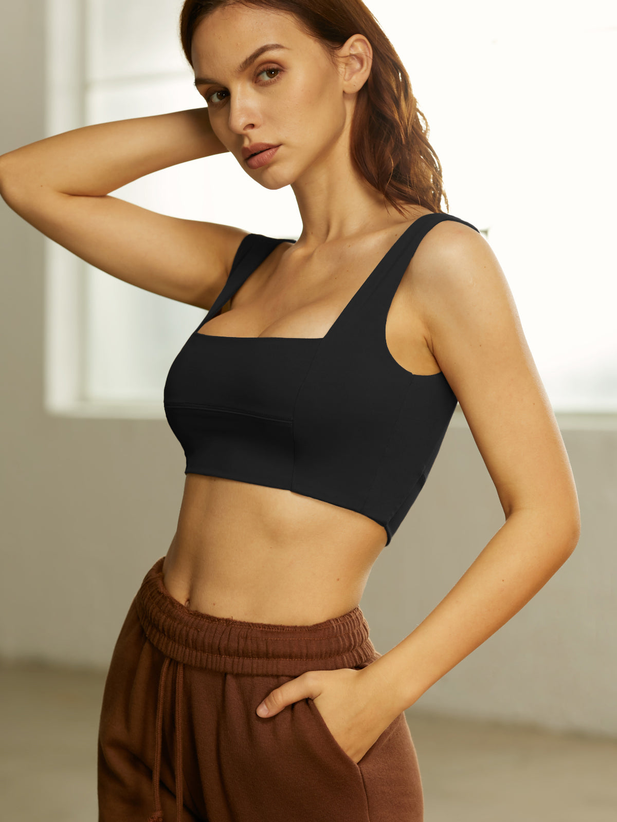 Thecomense - Square Neck Wide Strap Mini Tank Top