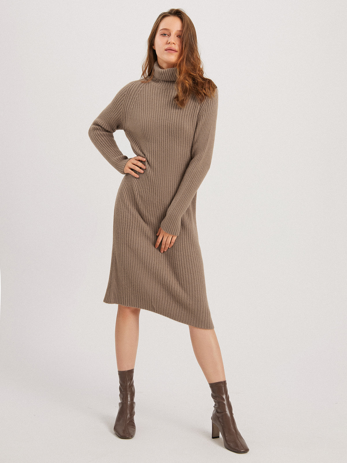 Thecomense - Texture Mockneck Sweater Dress