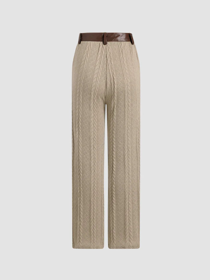 Thecomense - Retro Knitted High-Waisted Straight Leg Pants