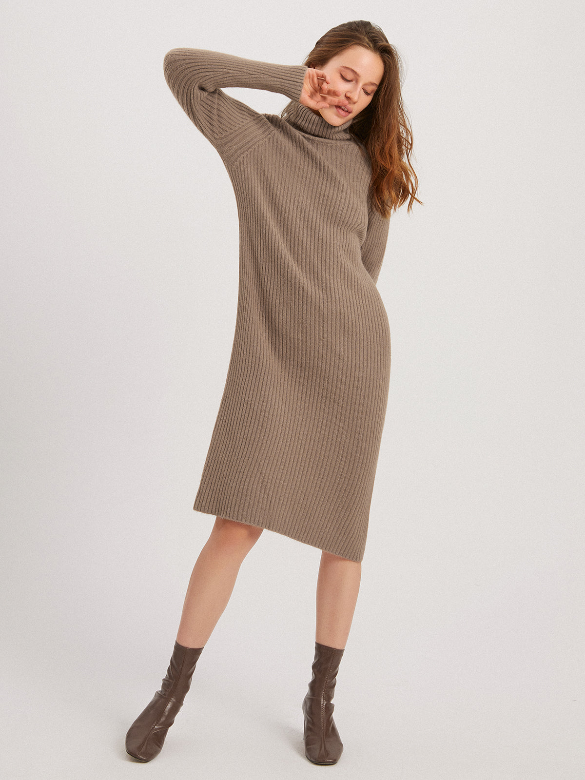 Thecomense - Texture Mockneck Sweater Dress